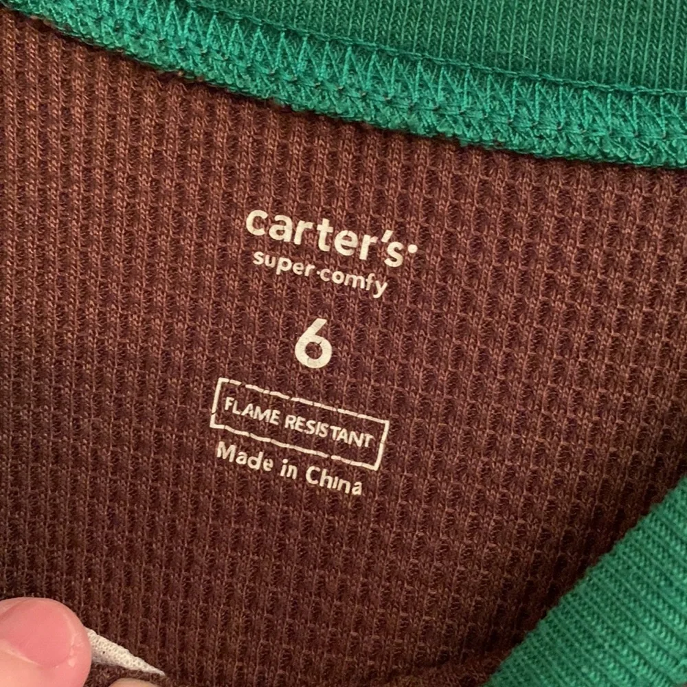 Carter’s size 6 boy’s bulldog super comfy thermal top tee waffle weave EUC